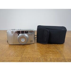 Minolta 110 Zoom Date Point & Shoot 35mm Camera Silver Vtg FILM TESTED Working
